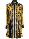 Versace Printed Silk-twill Mini Shirt Dress In Gelb