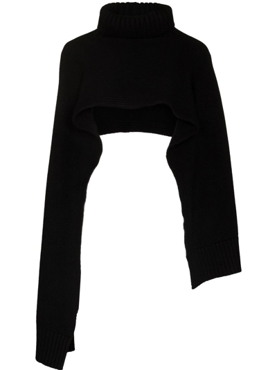 Jil Sander High-neck Cashmere Scarf In Black