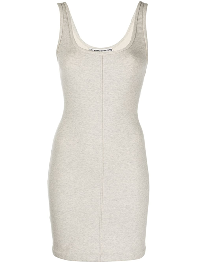 Alexander Wang U-neck Fitted Mini Dress In Grey