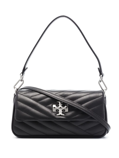 Tory Burch Kira Chevron Small Covertible Shoulder Bag In Black/nickel