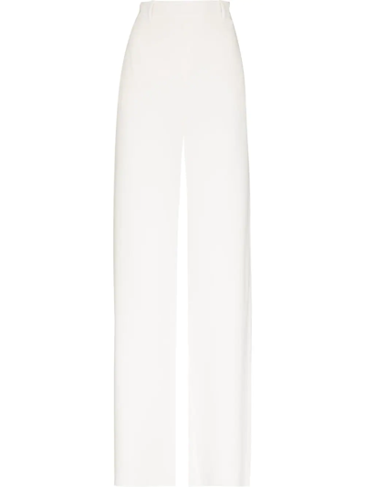 Valentino High-rise Silk-cady Wide-leg Trousers In White