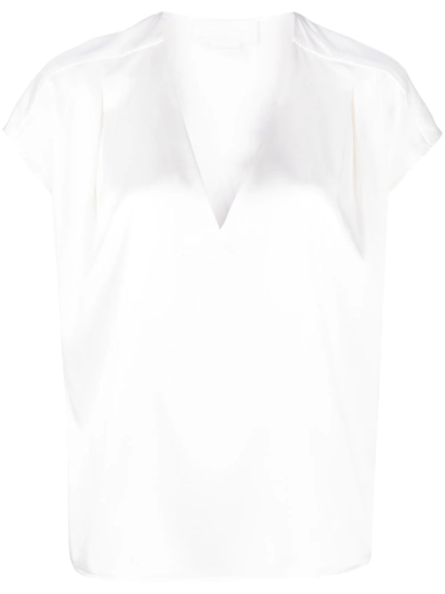 Genny Silk Cap-sleeve Blouse In Weiss