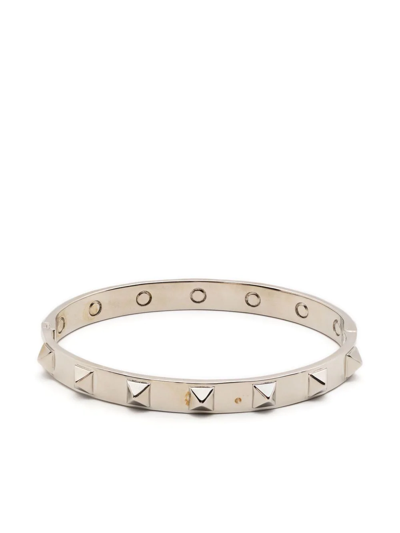 Valentino Garavani Rockstud Embellished Bangle In Silber