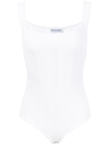 Bottega Veneta Lightweight Fluid Viscose Loops Bodysuit In Weiss
