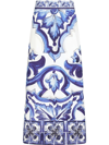 Dolce & Gabbana Majolica-print Maxi Skirt In Blau