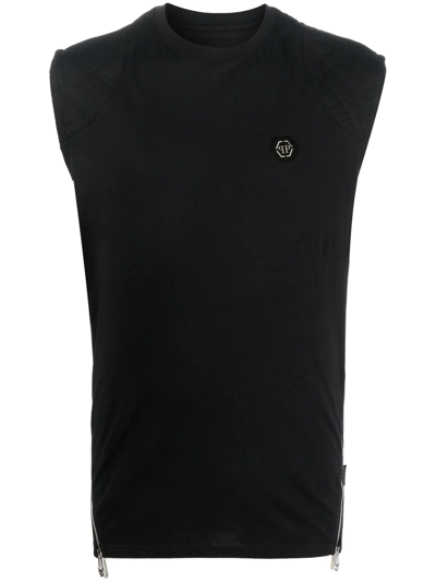 Philipp Plein Tank Top With Pp Hexagon Logo In Schwarz