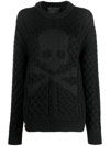 Philipp Plein Embossed Skull Wool Jumper In Schwarz