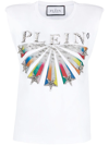 PHILIPP PLEIN EMBELLISHED LOGO-PRINT T-SHIRT