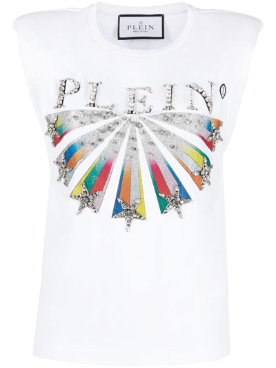 Philipp Plein Embellished Logo-print T-shirt In White