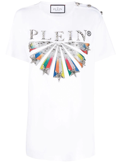 Philipp Plein Logo印花短袖t恤 In White