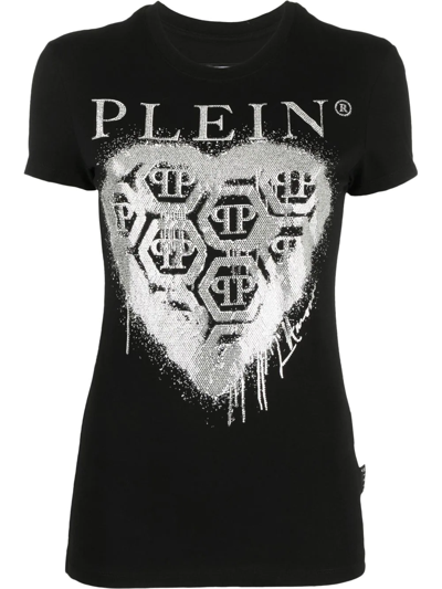Philipp Plein Logo印花短袖t恤 In Black