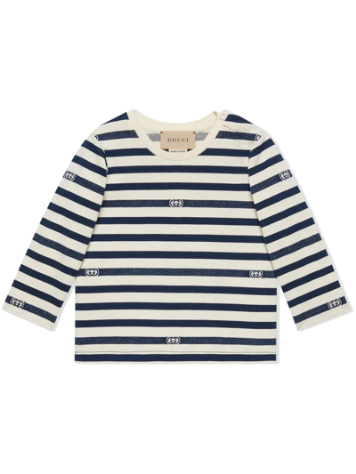 Gucci Kids' Sriped Long-sleeved T-shirt In Weiss