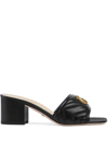 Gucci Marmont Quilted Medallion Mule Sandals In Schwarz