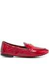 Tory Burch Shiny Leather Ballerina Loafers In Tory Red