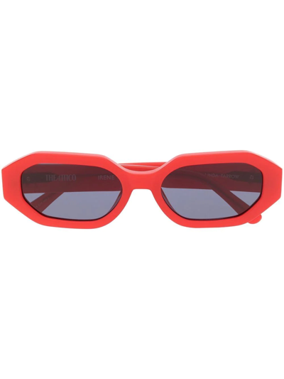 Attico Irene Rectangular-frame Sunglasses In Red & Navy