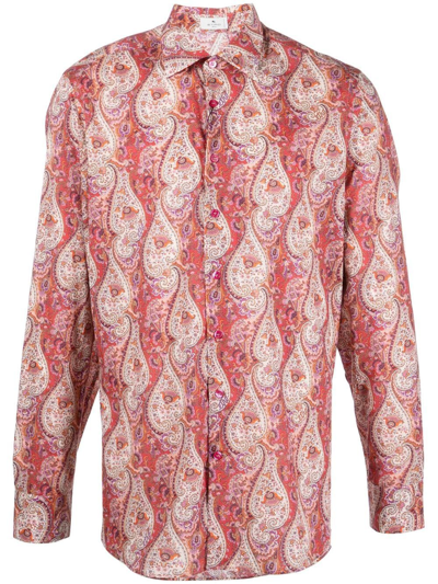 Etro Paisley-print Cotton-poplin Shirt In Pink