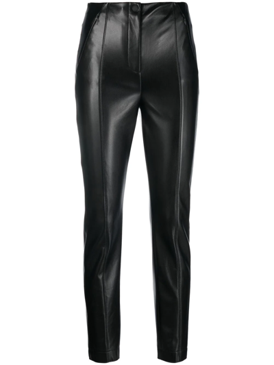 Patrizia Pepe Slim-fit Faux-leather Trousers In Black