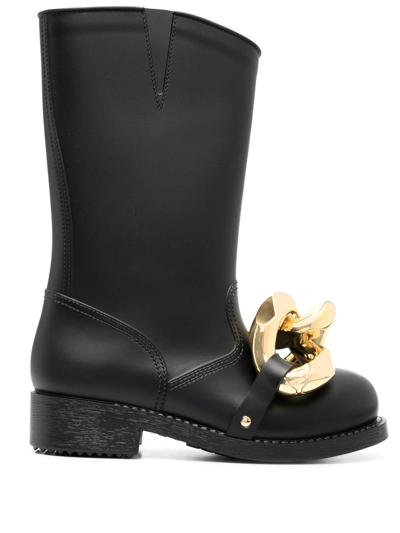 Jw Anderson Black High Chain Rubber Boots
