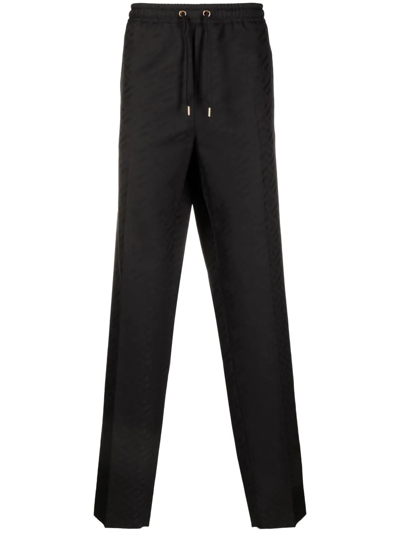 Versace Black Jacquard La Greca Trousers In 1b000 Black