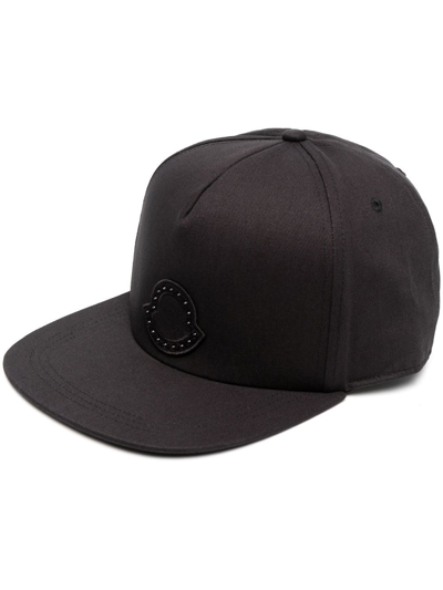 Moncler Logo-patch Cotton Cap In Schwarz