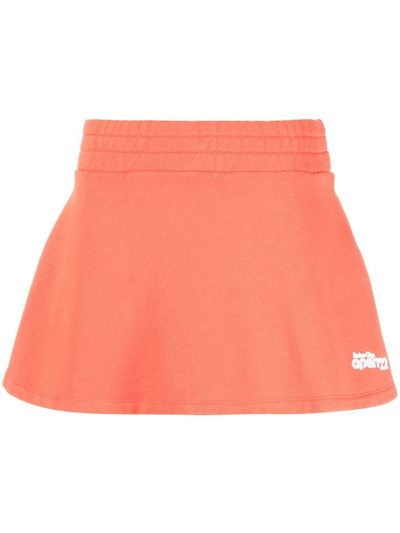 Reina Olga Serena Logo-print Skirt In Orange