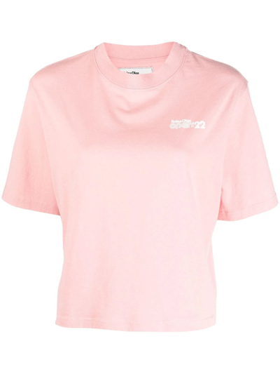 Reina Olga Graphic-print Logo T-shirt In Pink