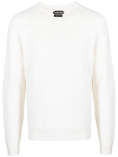 Tom Ford Ribbed-knit Crew-neck Jumper In White