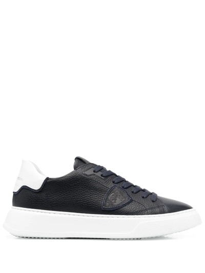 Philippe Model Temple Two-tone Leather Sneakers In Blue