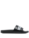 Moschino Mens Black Rubber Sandals In Schwarz