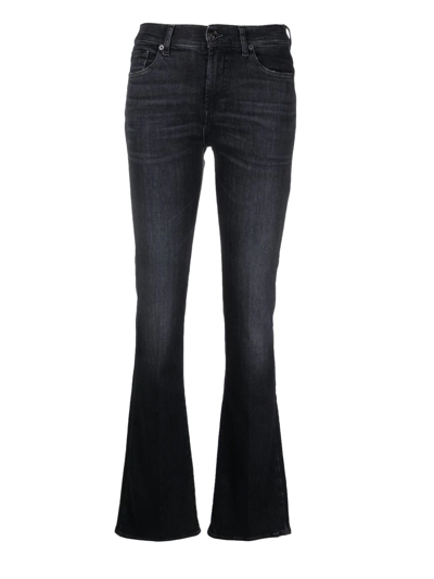 7 For All Mankind High-rise Flared Jeans In Black