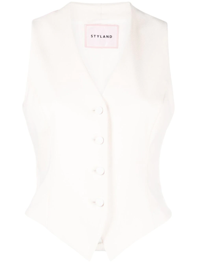 Styland Tailored Sleeveless Waistcoat In Weiss