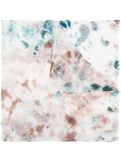 Suzusan Tie-dye Pattern Scarf In White