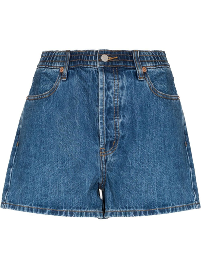 Still Here Ames Elastic Denim Shorts In Blue