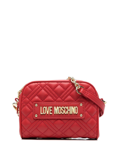 Love Moschino Logo-lettering Quilted Crossbody Bag In Red