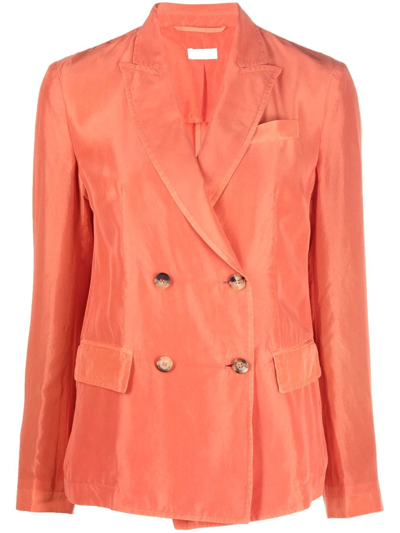 Alberto Biani Double-breasted Silk Blazer In Orange