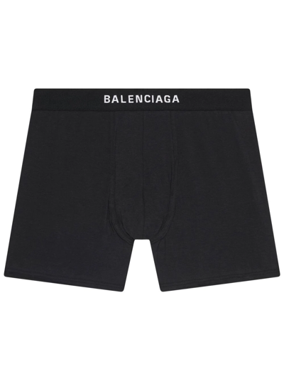 Balenciaga Logo裤腰四角裤 In Black