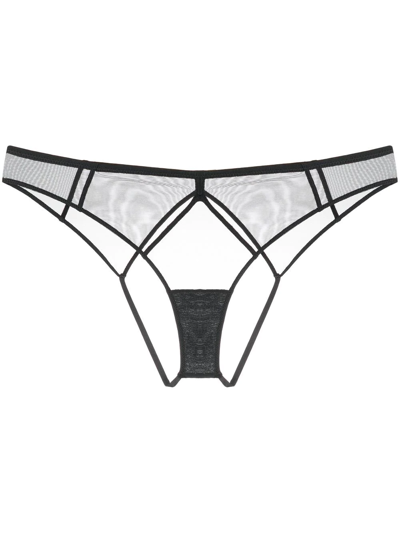 Maison Close Heart-shaped Sheer Thong In Black