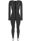 MAISON CLOSE L'AMOUREUSE SHEER LONG-SLEEVE CATSUIT