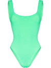 Hunza G Square-neck High-cut One-piece Swimsuit In Green-lt
