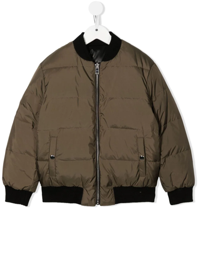 Givenchy Kids' Black And Khaki Reversible Down Jacket With Logo In Nero/kaki