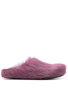 Marni Prune Violet Calf Hair Fussbett Mules In Purple