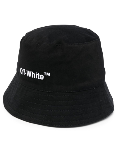 OFF-WHITE HELVETICA LOGO-PRINT BUCKET HAT