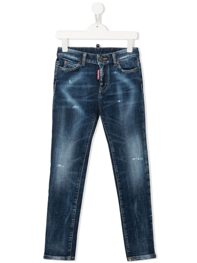 Dsquared2 Teen Mid-rise Slim-fit Jeans In Blue