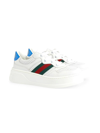 Gucci Kids' Toddler Leather Sneaker With Web In White/comb