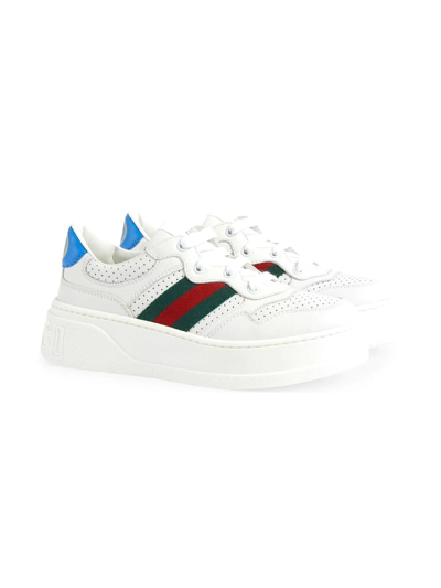 Gucci Kids' Web Detail Chunky Sneakers In White