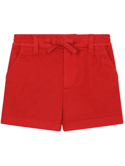 Dolce & Gabbana Babies' Garment-dyed Gabardine Shorts In Red