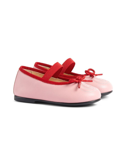 Gucci Kids' Gg-embossed Ballerina Flats In Pink