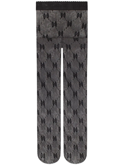 Gucci Gg Motif Open-knit Tights In Black