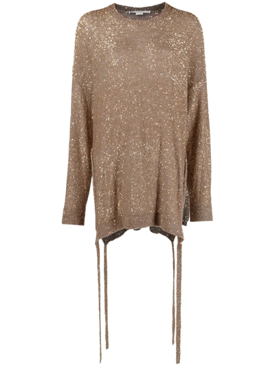 Stella Mccartney Sequinned Side-tie Jumper In Grey