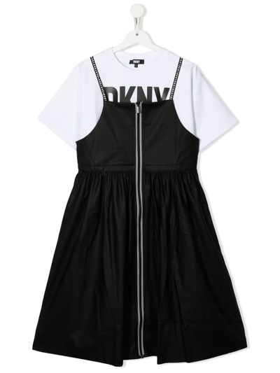 Dkny Teen T-shirt And Pinafore Dress Set In Black